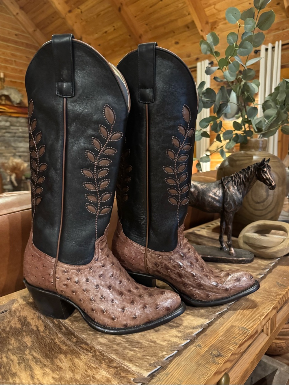 Macie Bean Western Ostrich Cowgirl Boots